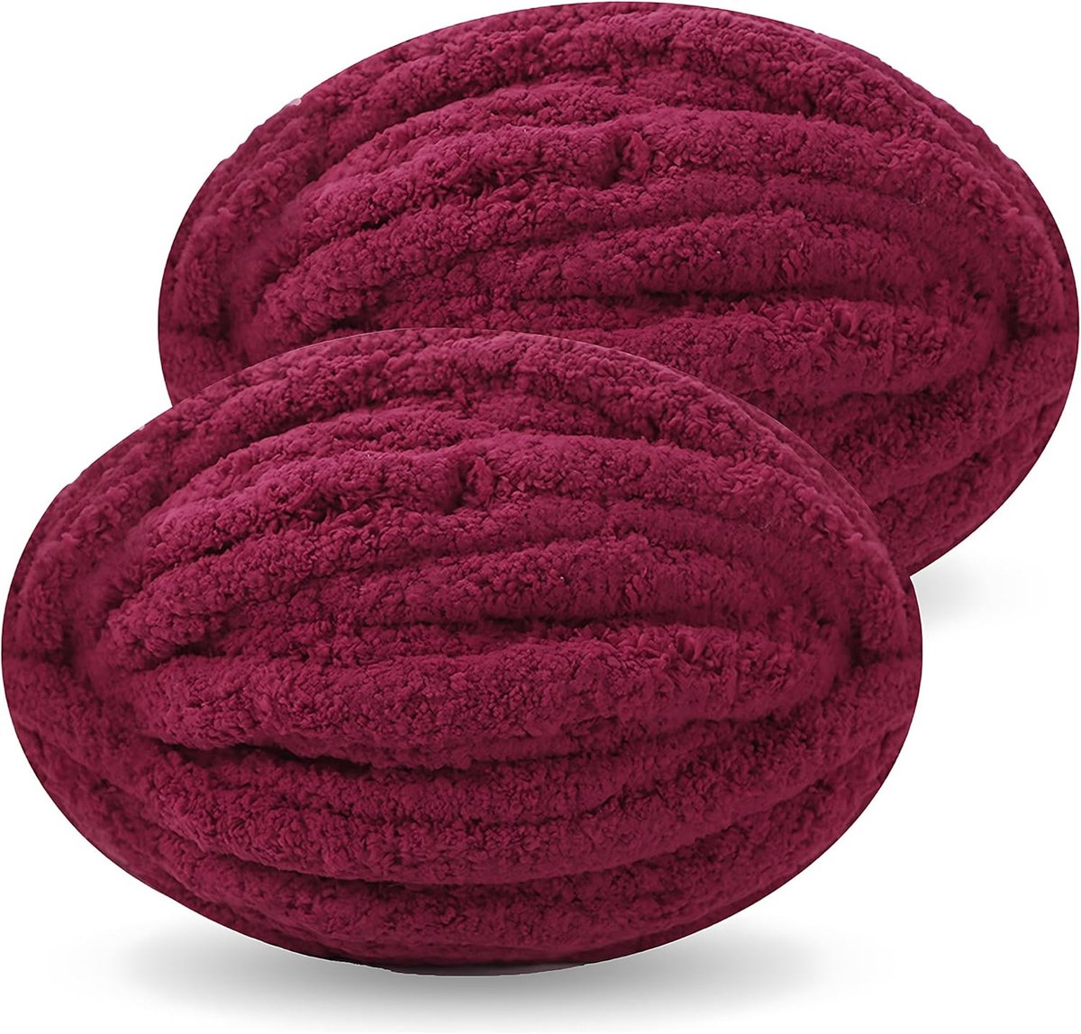 Chunky Yarn for Hand Knitting, Tick Wool Plush Yarn 2 Stuks Totaal 500 g (Kersenrood)