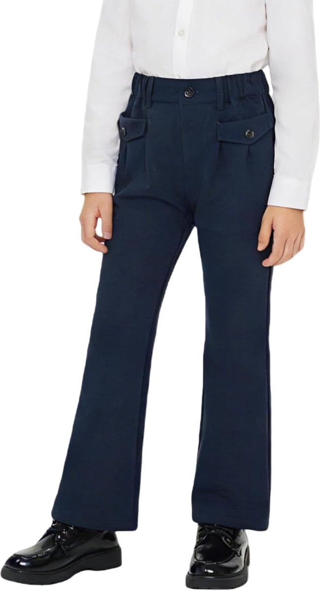 Formele uniformbroek voor meisjes, elastische tailleband, broekspijpen, elastisch, school