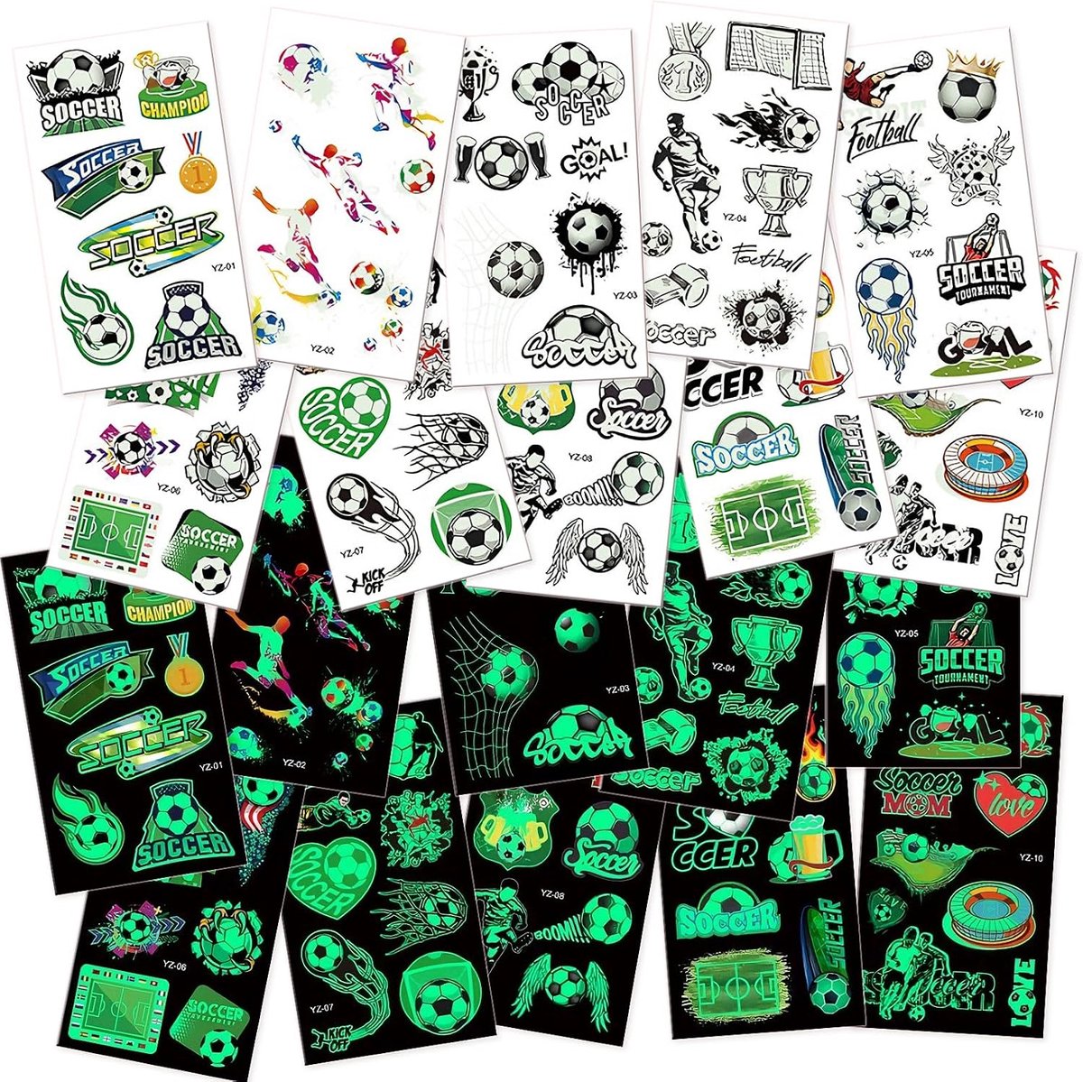 tatoeages voetbal Kindertatoeage, 10 vellen voetbalcadeautjes voor jongens, kleine dingen voor kinderen, vulling voor adventskalender voetbalcadeautjes voor jongens, voetbalcadeautjes voor