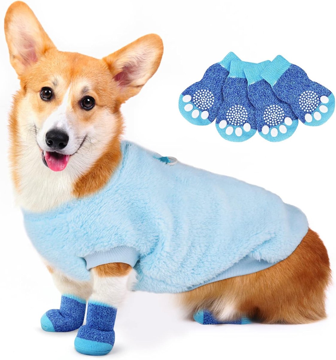 Pluche Warme Trui Kattenkleding Warme Hondentruien Fleece Pet Coat Puppy Trui Trui Kleding Huisdier Kostuum Puppy Trui voor Small Medium Blauw -XXL