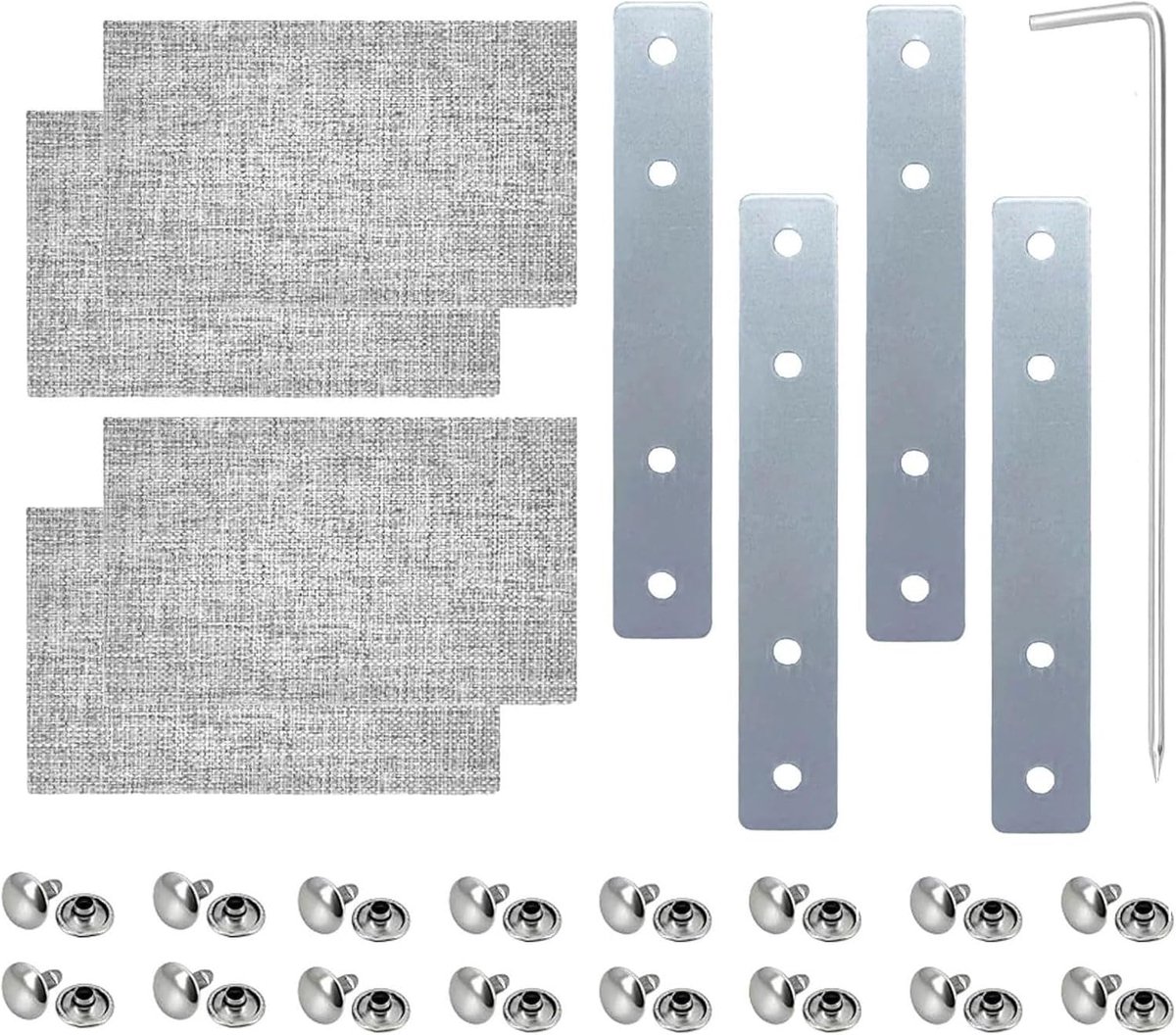 Reparatieset voor 20 mm - 23 mm riembreedte, rolluikriem, reparatieset voor maxi-riem, jaloezieband, 4 x roestvrijstalen platen