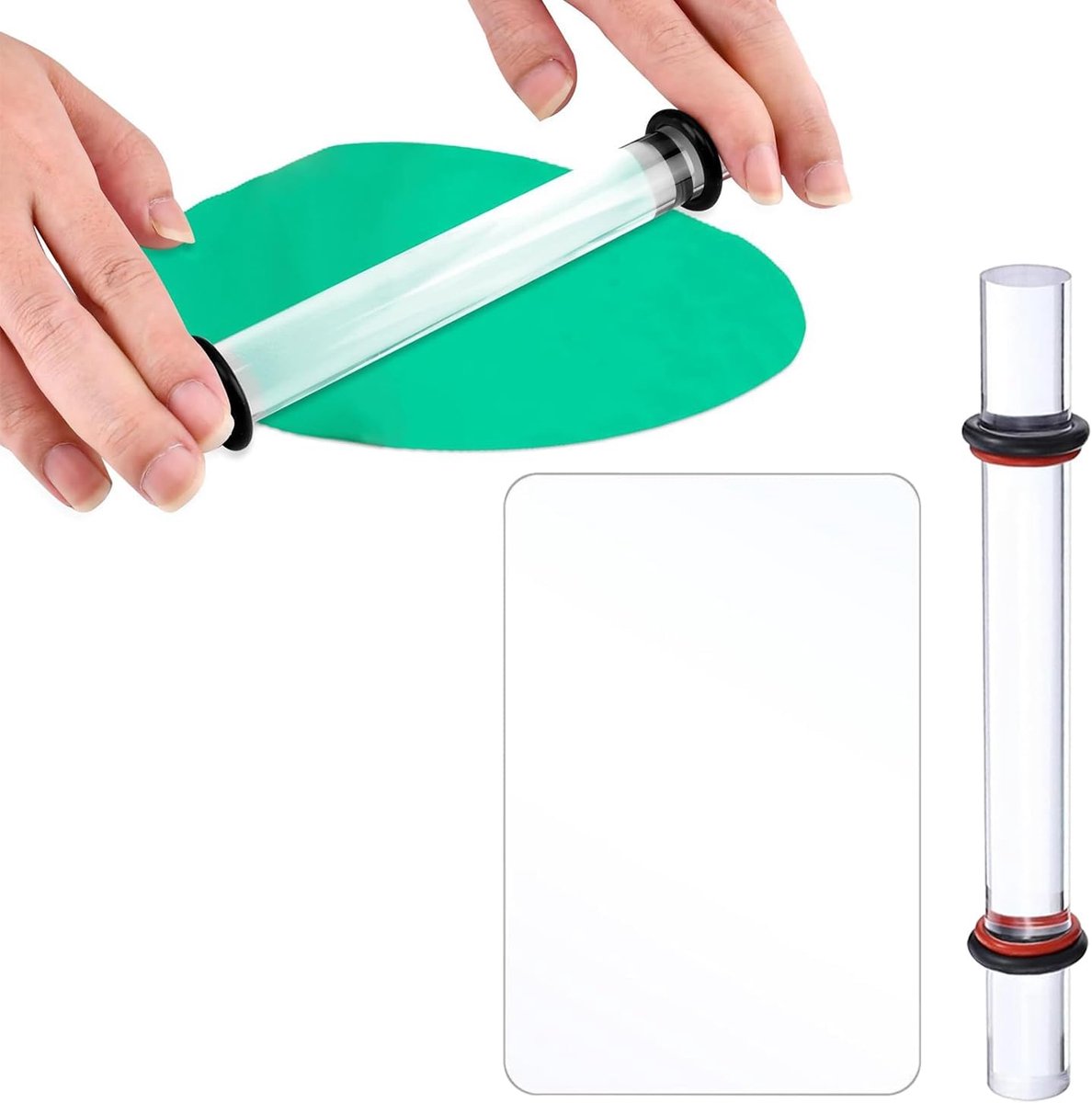 2 x set van polymeerklei, gebruikt voor het modelleren van klei en voor het omvormen van klei, rollen van acrylklei met acrylplaat, voor het vormen en vormen van klei, kiuiom