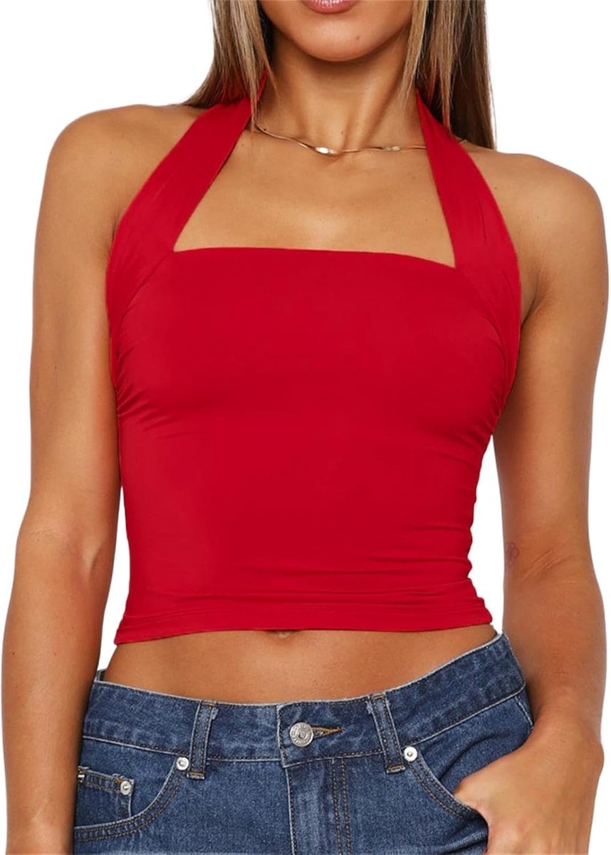 Nekhouder rugvrije crop top mouwloos sexy Y2K tank rug slim fit tops