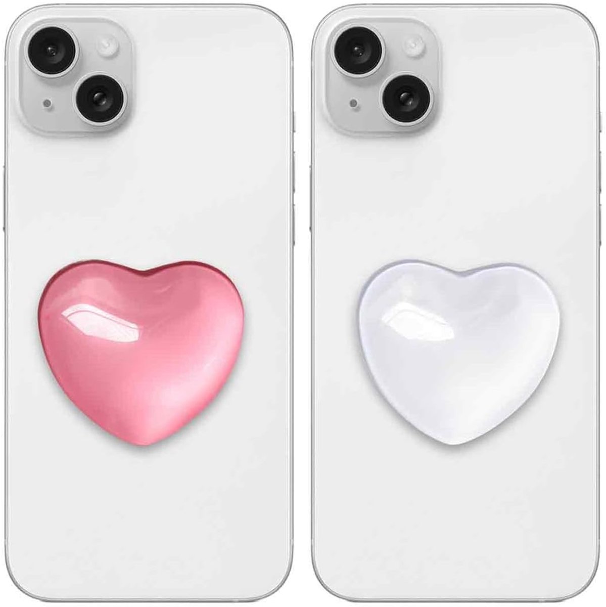 2 stuks mobiele telefoon-handvathouders, intrekbaar kristalglas, liefde, hart, magneet, compatibel met mobiele telefoon, uittrekbare sokkel, standaard voor smartphones