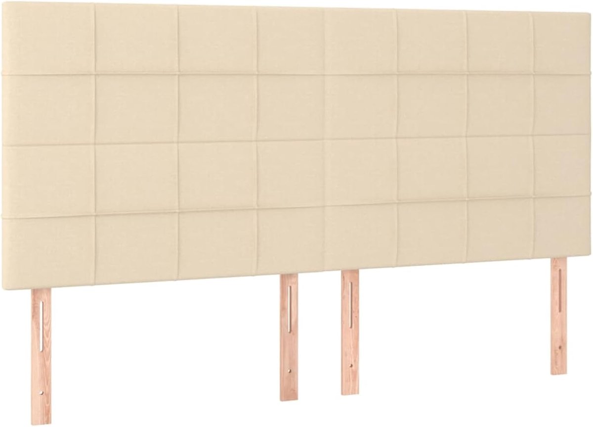 Hoofdeinde, crème, 160 x 5 x 118/128 cm, stof, voor bedden zonder hoofdeinde, ideaal voor slaapkamer en moderne woonkamers, eenvoudige montage, gemakkelijk te reinigen en rugvriendelijk zitten