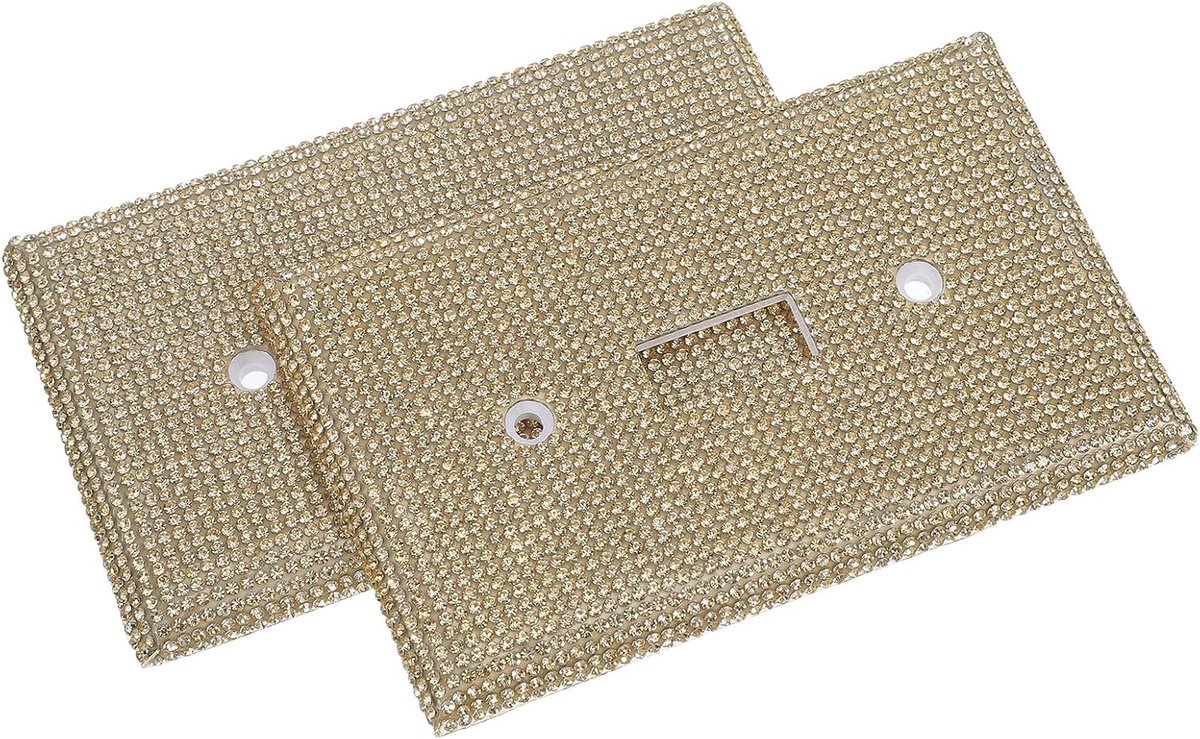 2 stuks glanzende lichtschakelaarplaatjes met strasssteentjes - Sprankelende decoratieve afdekplaat voor enkele schakelaar in de keuken en woonkamer - Gouden glitter afdekplaatjes voor
