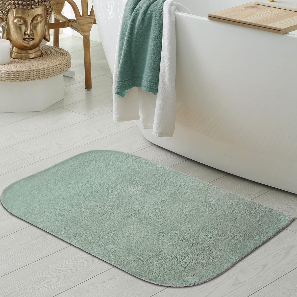 Designer badkamertapijt - afgeronde hoeken - groen, 80x120 cm