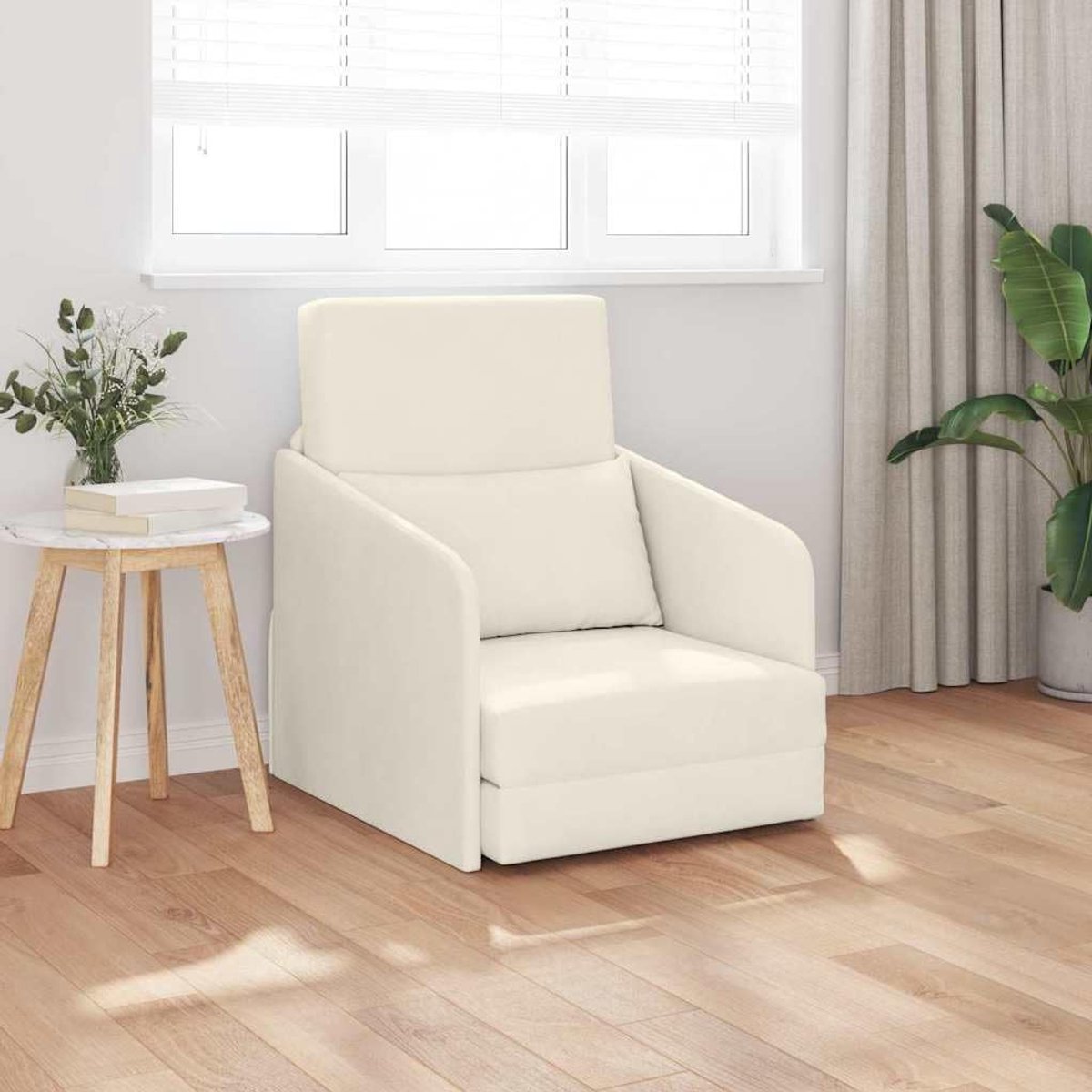 Crème, 65 x 80 x 83 cm, fluweel, velours, voor vloer, sofa, bed, multifunctioneel meubelstuk met metalen frame