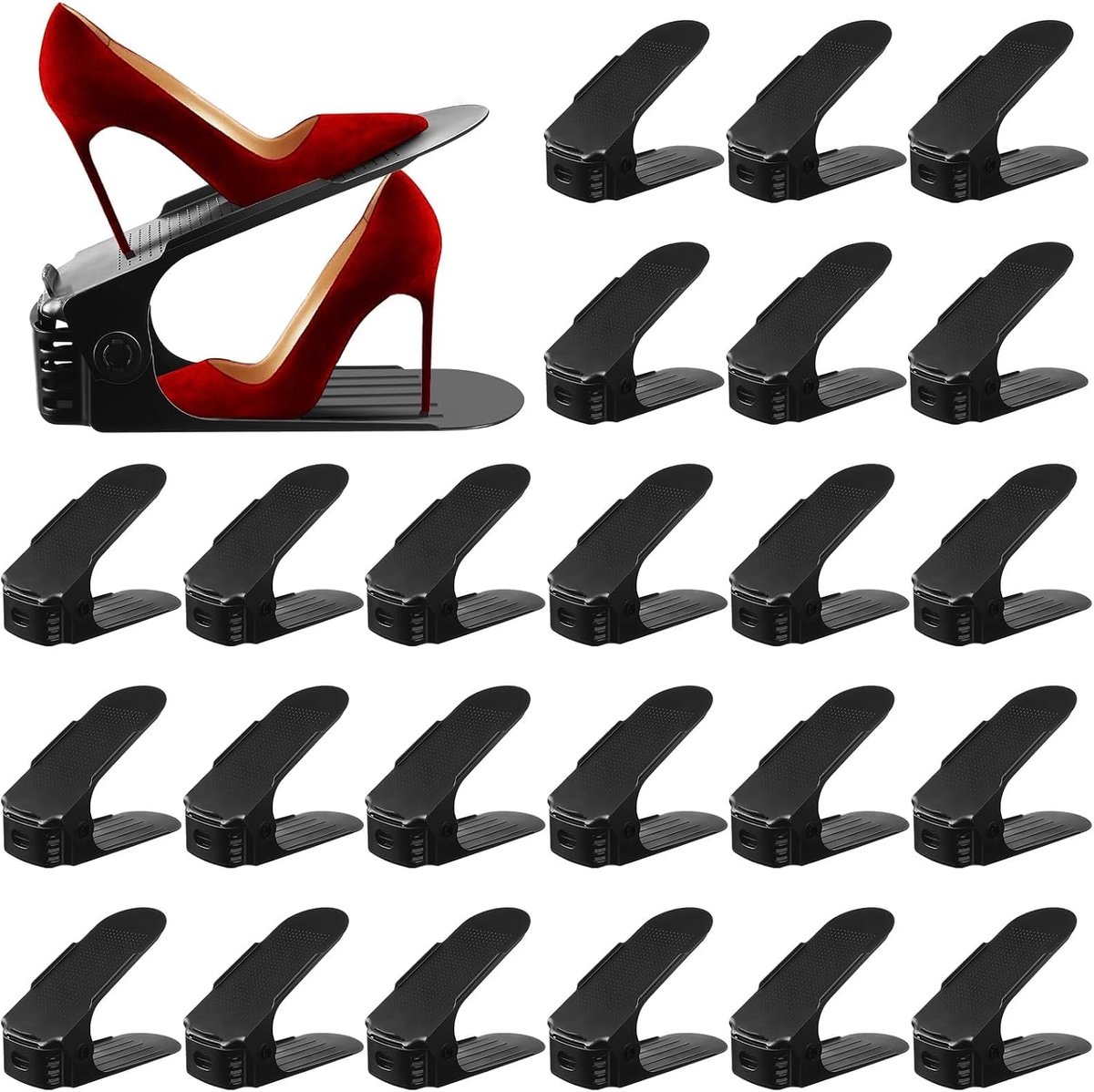 24PCS Verstelbare Schoenenrekken Set,Schoenenstapelaar,Antislip
