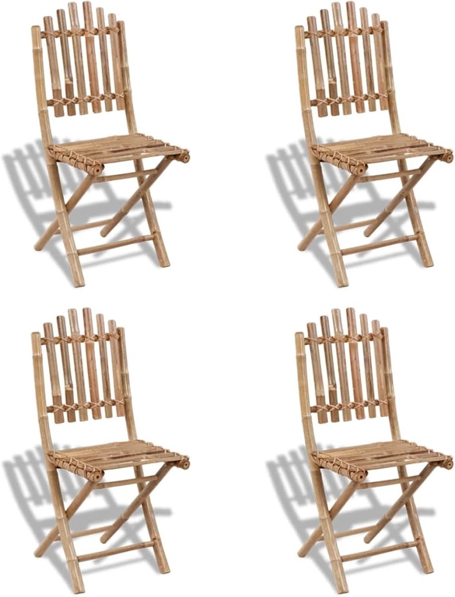 Tuinstoelen, inklapbaar, 4 stuks, van bamboe, terrasmeubels, terras, buiten, type 1
