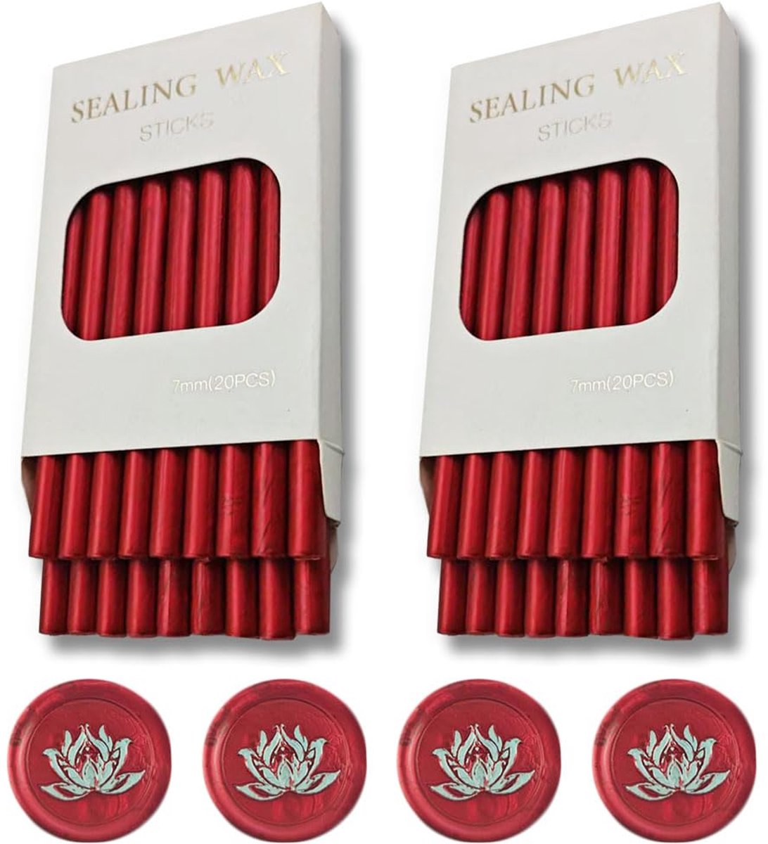 Stok van de wasverbinding, Ioggtser 40 PCS Mini de Zegelstok van de Wasverbinding van het Lijmpistool voor wasverbinding,Verzegelende Wasstokken voor Uitnodigingen (Flame Red)