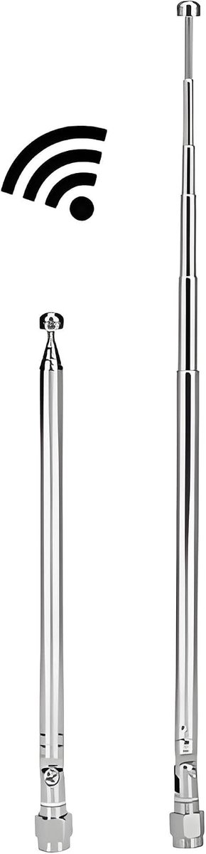 Antenne, FM Radio Antenna Zilver Legering Antenne 2,0 cm Radioantenne met SMA Male Connector voor Radio Communicatie