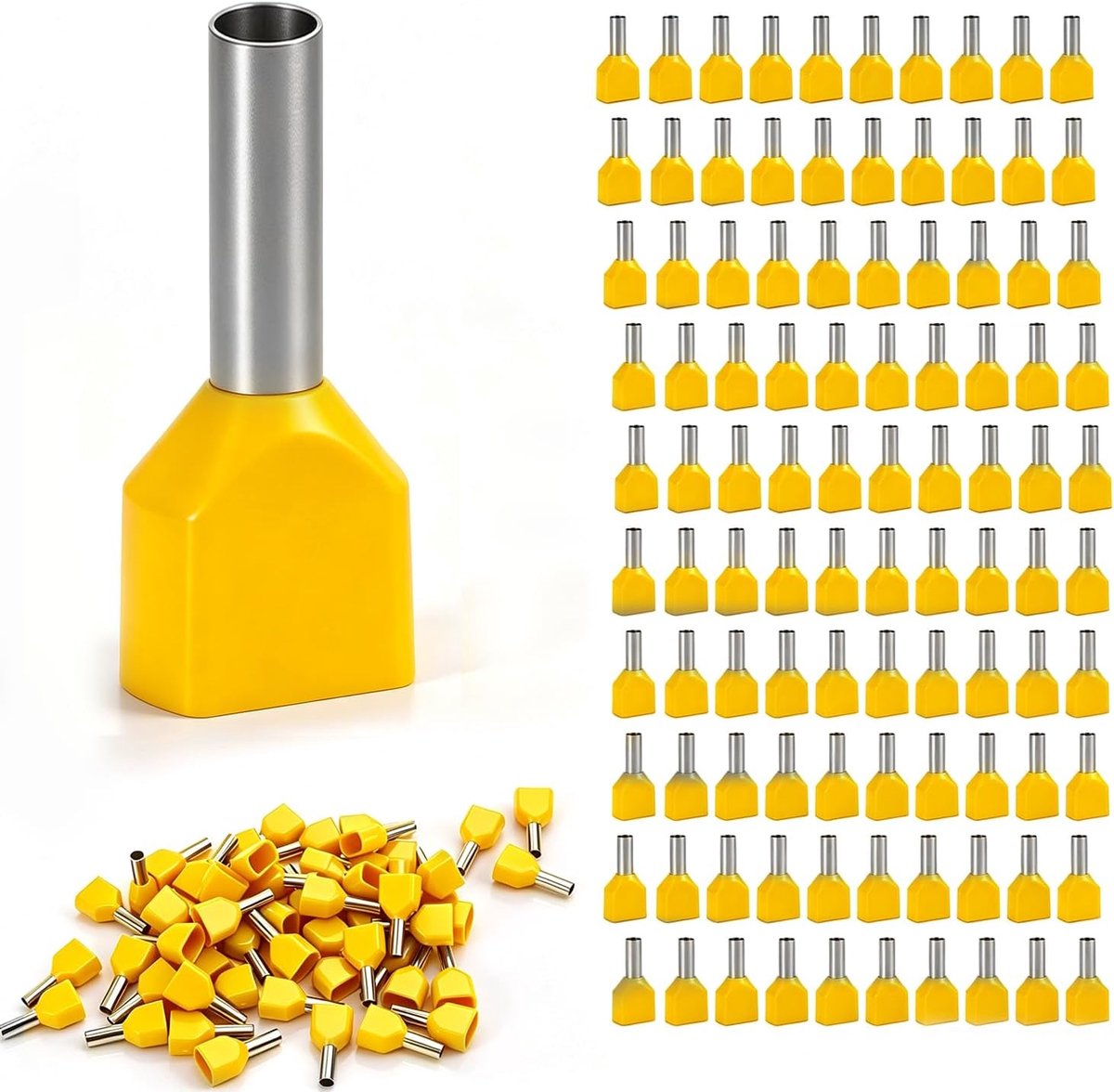 100 stuks adereindhulzen 4mm², Twin adereindhulzen 4mm², dubbele set