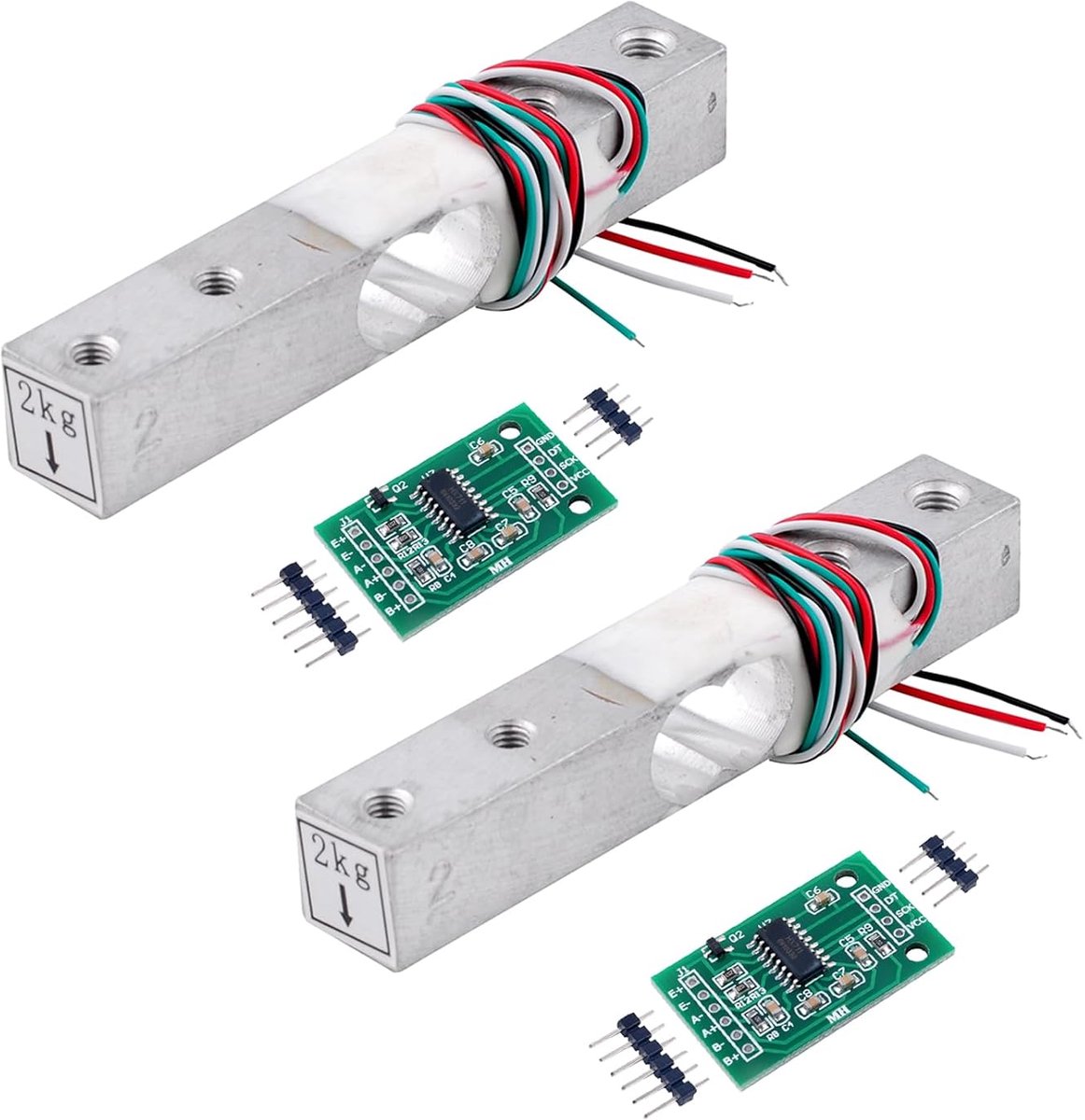 2kg digitale belastingcel gewichtssensor+HX711 AD weegsensormodule hoge precisie voor Arduino DIY elektronische draagbare keukenweegschaal (2 sets)