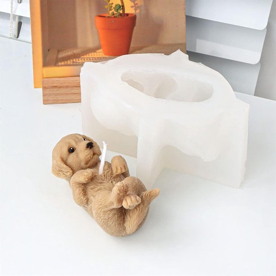 siliconen vorm dieren 3D, Golden Retriever Shar Pei vorm siliconen zeepvorm, hond kaars siliconen vorm, dier gietvormen siliconen, voor cake, zeep, fondant taart decoratie (Golden Retriever 1) — afbeelding 2