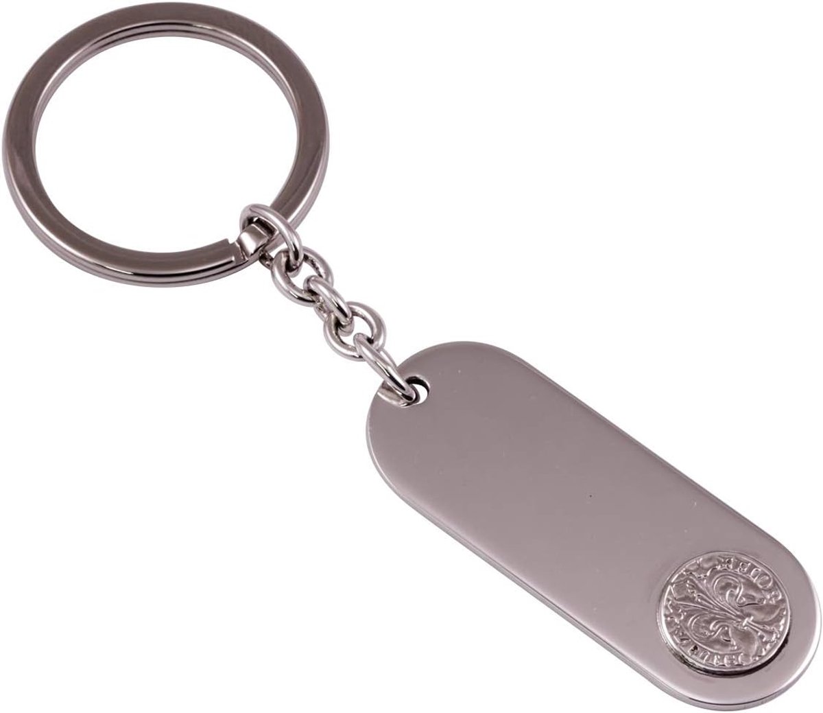 Florin sleutelhanger van massief 925 zilver, handgemaakt in Italië, M, Gelegeerd staal Zilver