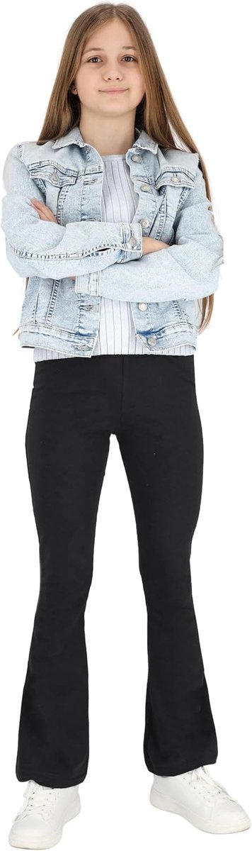 Leggings voor meisjes kinderen bootcut broek I casual dans yoga katoenen legging brede pijpen I rekbare elastische tailleband uitlopende leggings kinderen meisjes bell bottom broek I