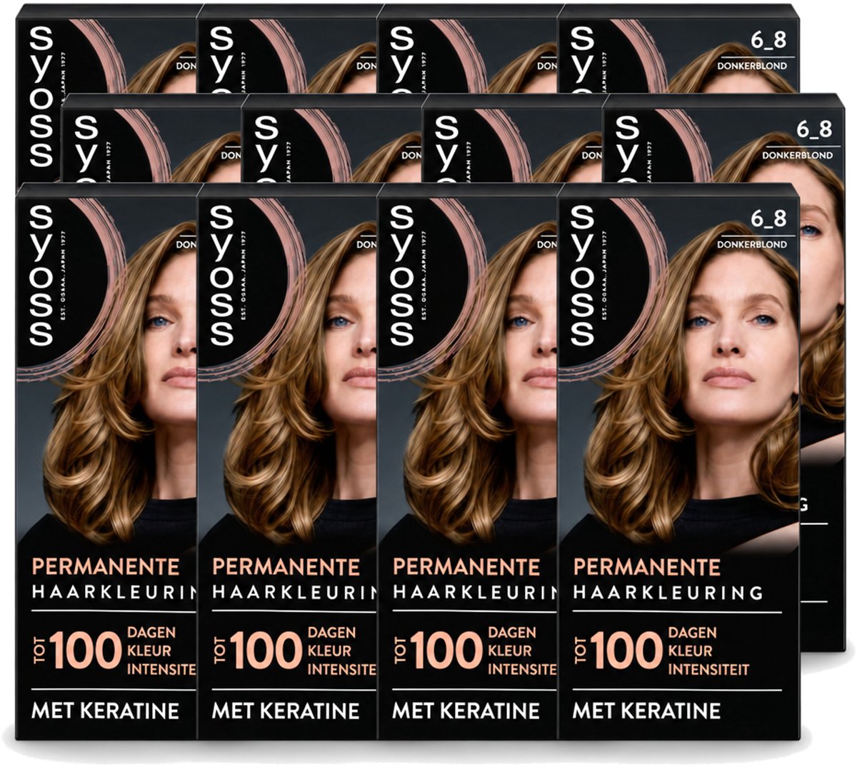 12 x SYOSS - Permanent Coloration 6-8 - Haarverf - Permanente Haarkleuring - Donkerblond - Grijsdekking - Voordeelverpakking - 12 stuks