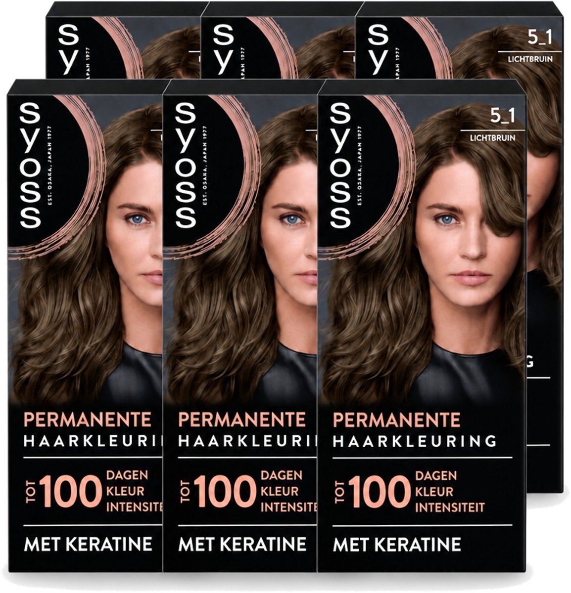 6 x SYOSS - Permanent Coloration 5-1 - Haarverf - Permanente Haarkleuring - Lichtbruin - Grijsdekking - Voordeelverpakking - 6 stuks
