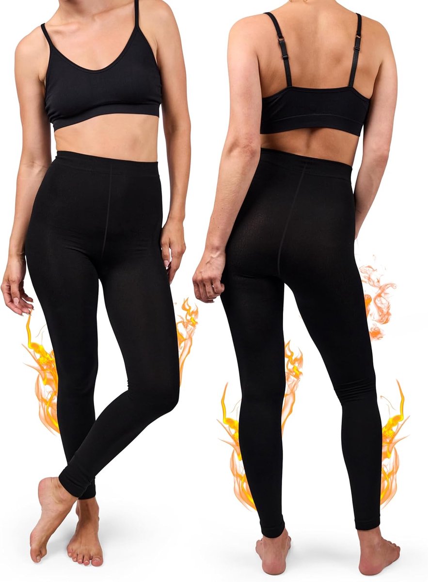 Treasure 2 Paar Thermo-Panty's Dames, Ondoorzichtig, Zwart