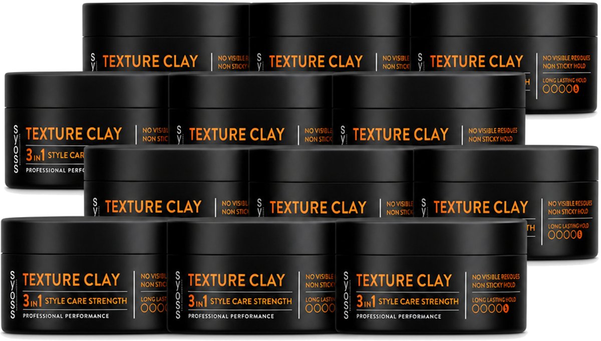 12 x SYOSS - Texture Clay - Verzorging - Langdurige Styling - 100ml - Voordeelverpakking - 12 stuks