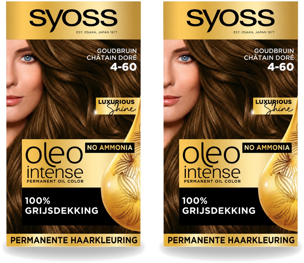 2 x SYOSS - Oleo Intense 4-60 - Haarverf - Permanente Haarkleuring - Goudbruin - Langdurige Kleur - Voordeelverpakking - 2 stuks