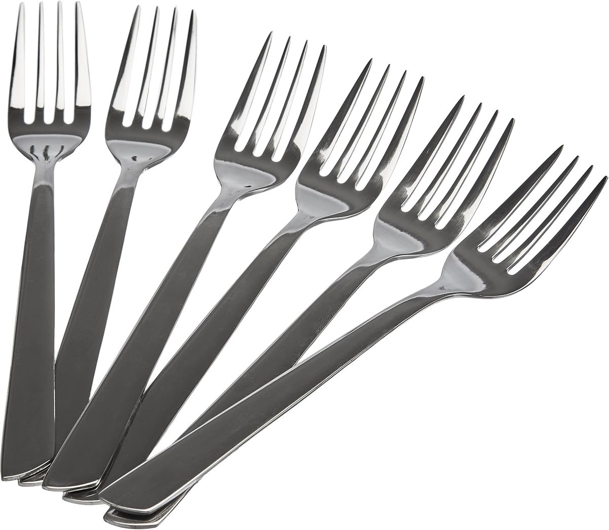 serie bogen, stroomgebiedspel voor cakes, 6 vorken, één stuk roestvrij staal monoblock 18y10 en 140 mm, zilveren kleur