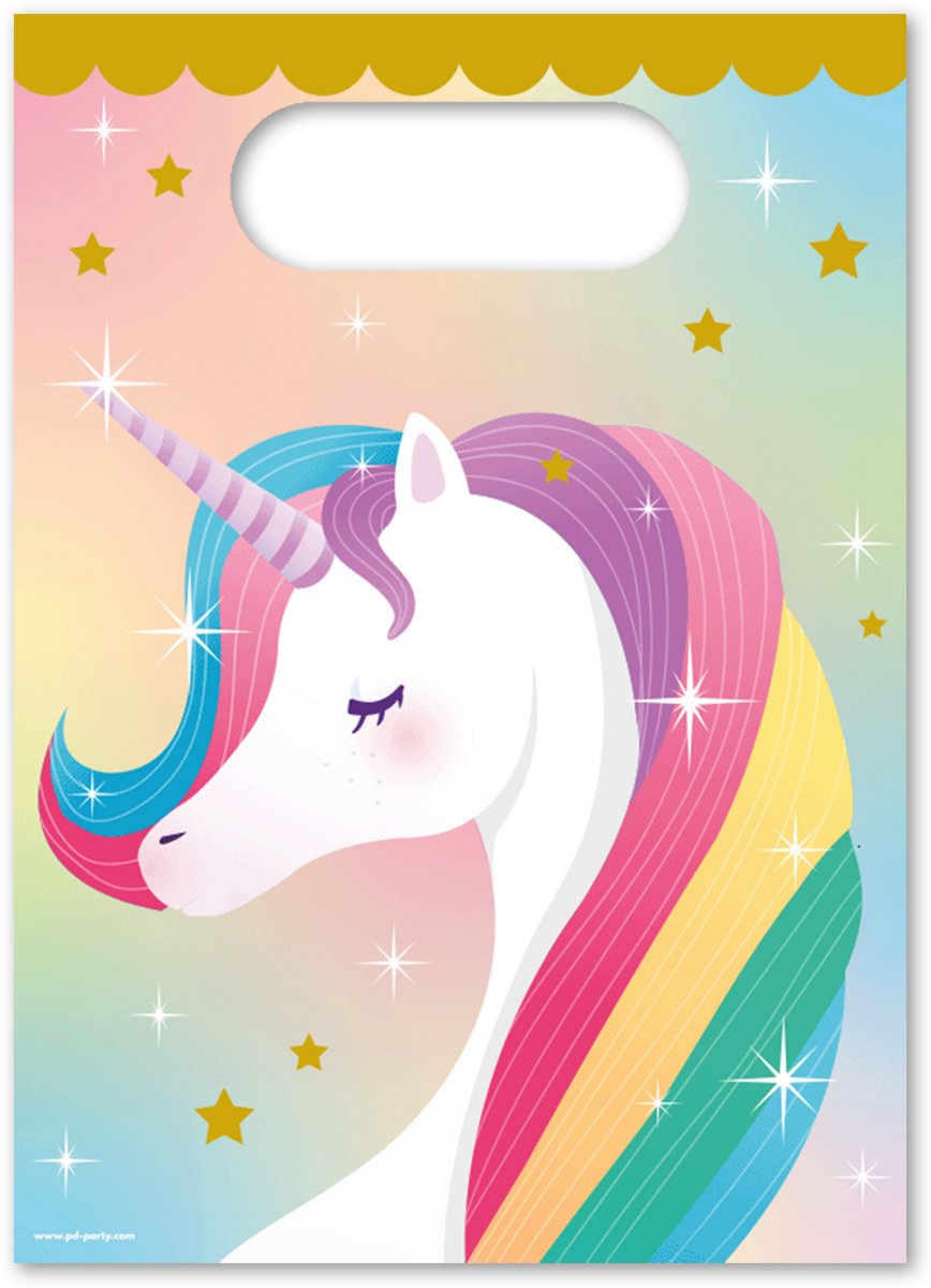 LUQ – Unicorn Kinderfeestje Uitdeelzakjes – 6St – Pastel Birthday Set – Eenhoorn Verjaardag Traktatie – Leuke Goodiebags