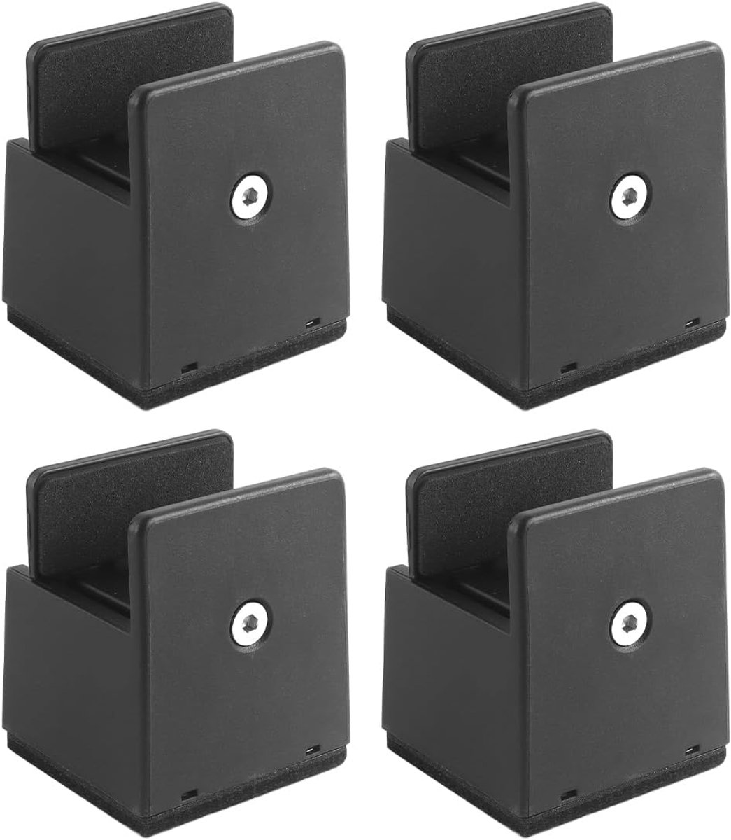 4 stuks 5 cm in hoogte verstelbare stoelverhogers met schroefklem, zware meubelverhogers voor 3 cm-5 cm brede vierkante poten van sofatafels bed (zwart)