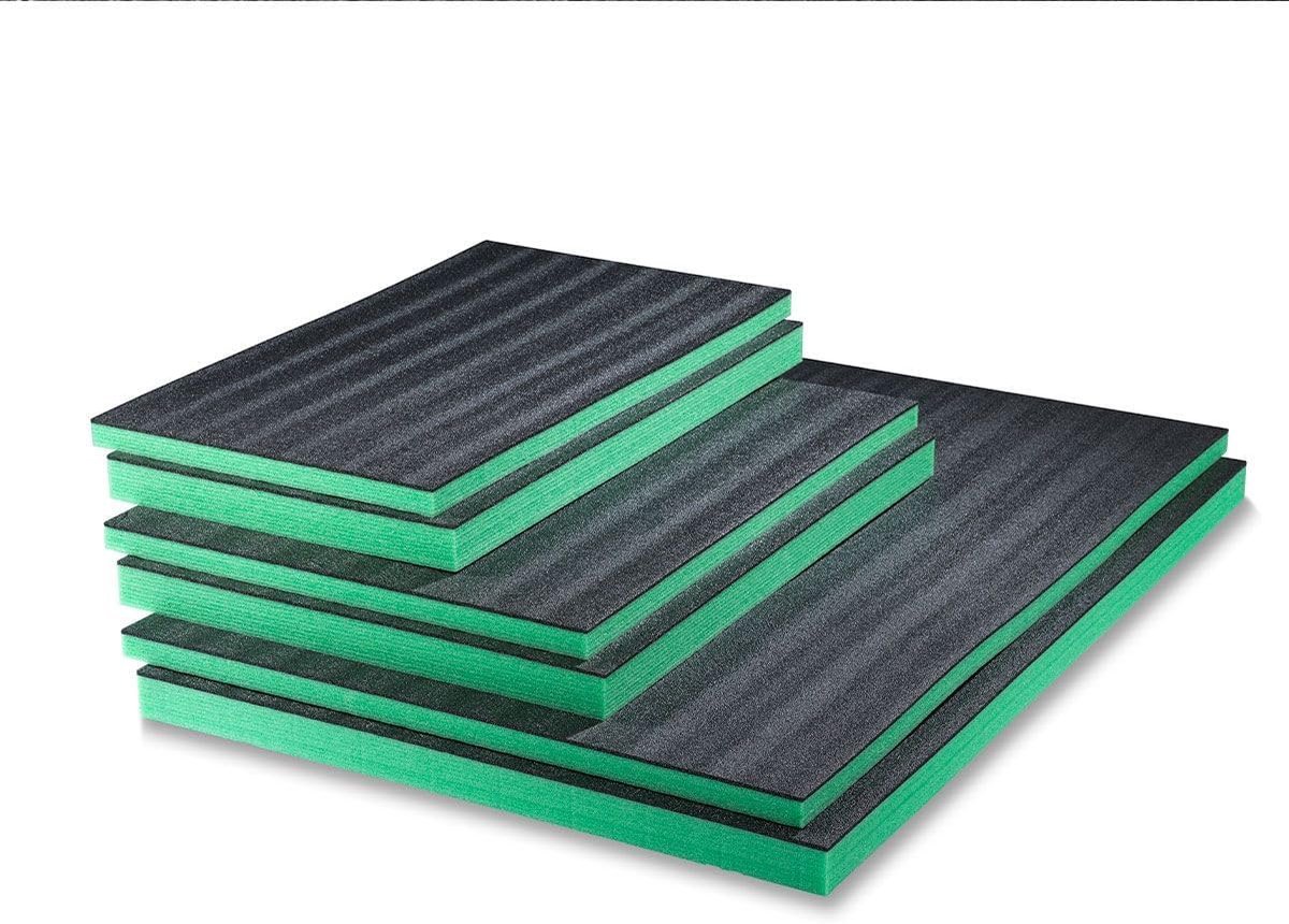 Schuim 800 x 600 mm - aanpasbare schuimplaten met hoge dichtheid voor veilige verpakking, bescherming en organisatie - ideaal voor gereedschapskisten en gevoelige apparatuur (groen, 50 mm)