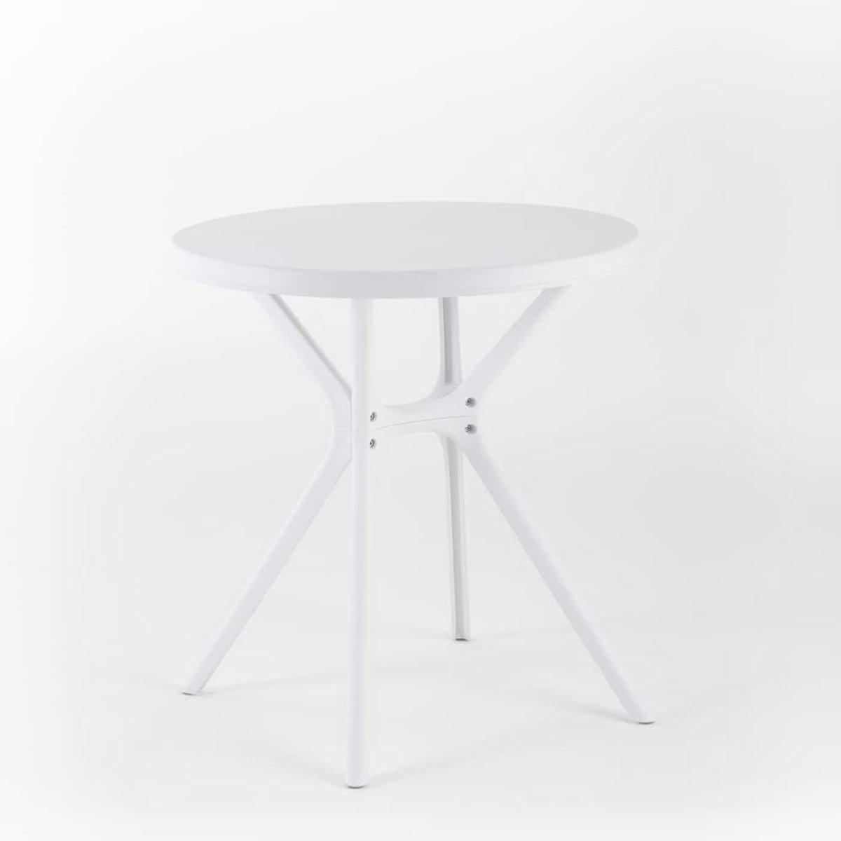 Ronde tafel, 70 cm diameter, van hars met glasvezel, modern design, geschikt voor binnen en buiten, geschikt voor bars, restaurants, ijssalons, cafés (wit)