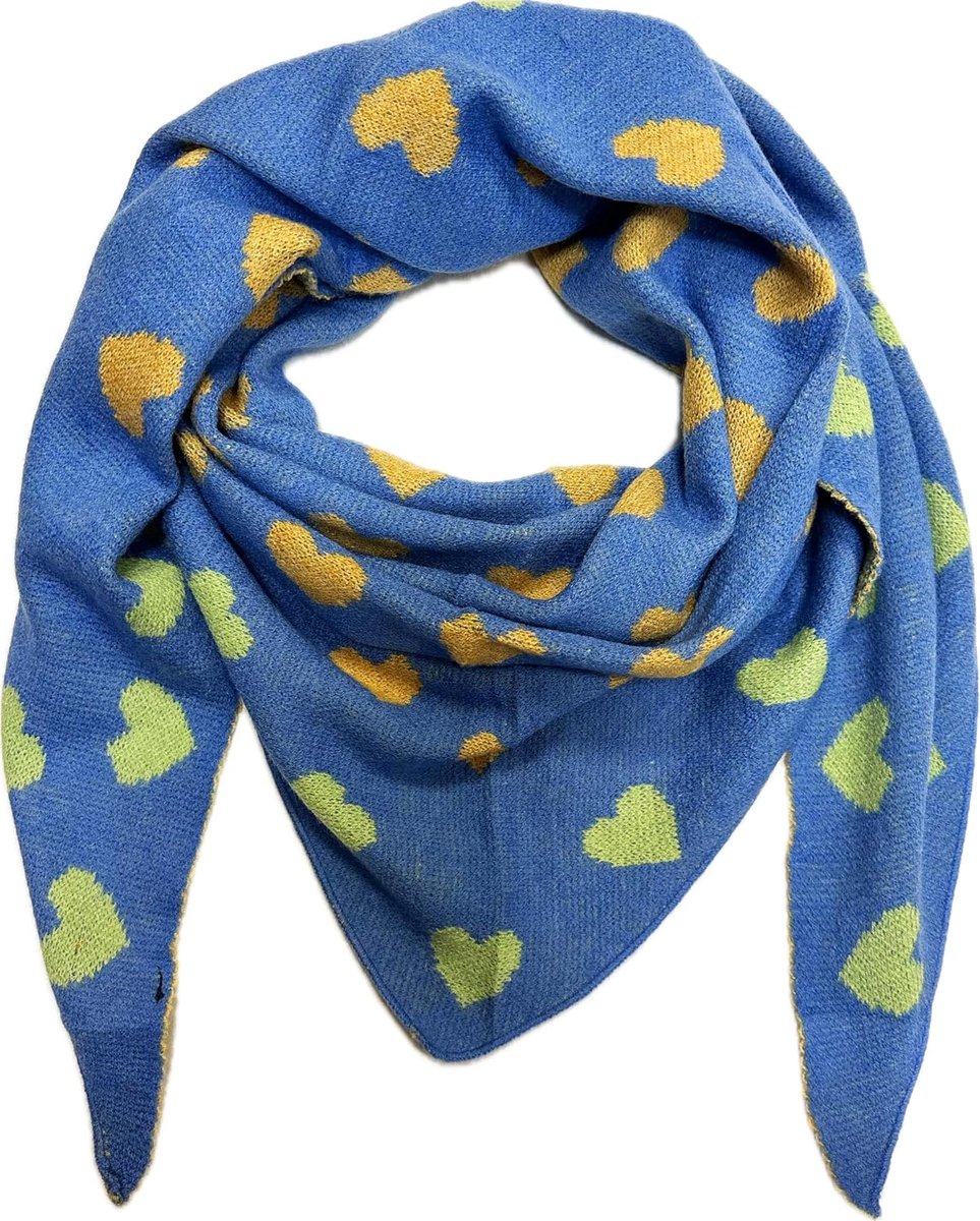 Driehoekige gebreide sjaal hart patroon warme winter sjaal mode doek herfst lente colsjaal driehoekige sjaal stola wol doek