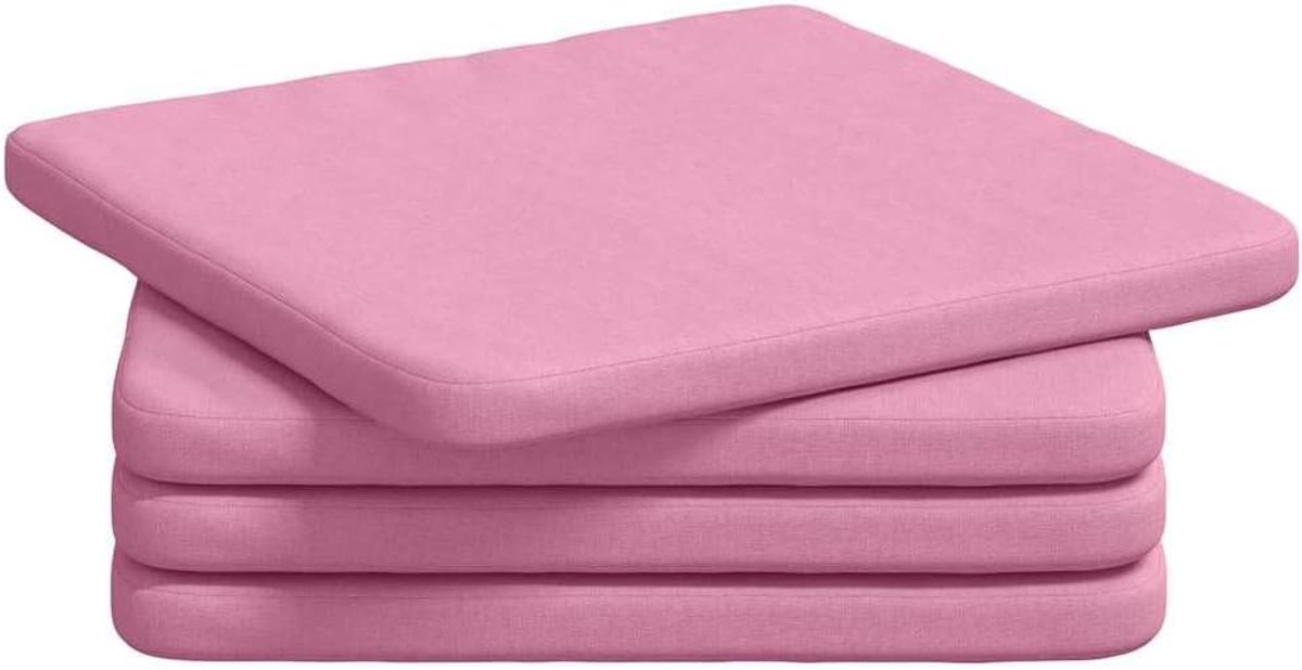 4 stuks, roze, van stof, 40 x 40 x 3 cm, met ritssluiting, modern zitkussen voor woonkamer, eetkamer en slaapkamer, glad oppervlak met schuimvulling