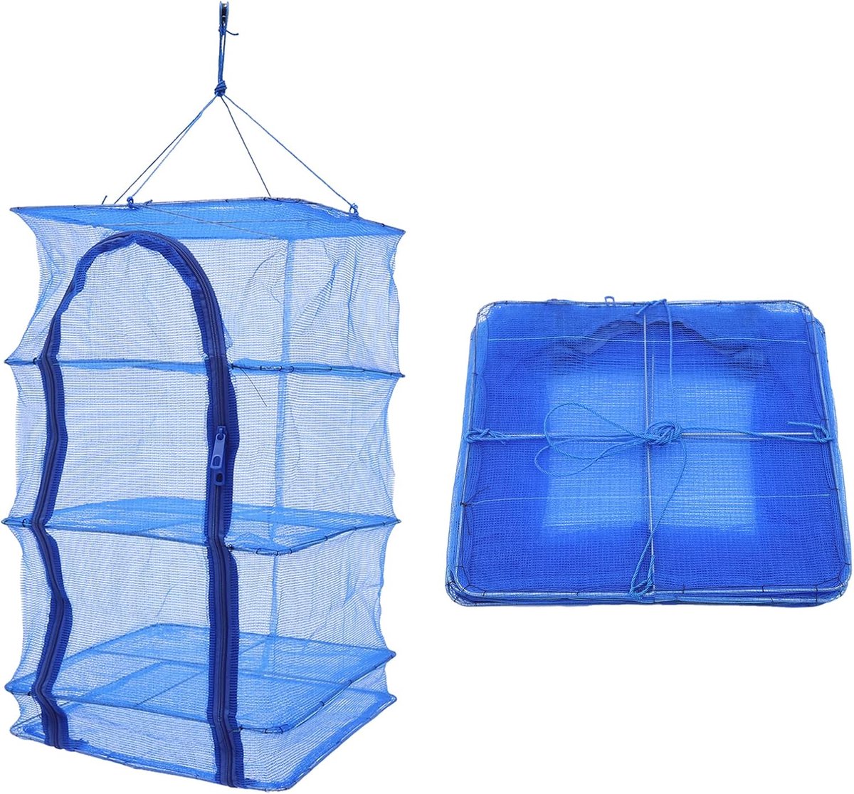 Droognet, set van 4, opvouwbaar, hangend droognet voor het bewaren en drogen van groenten, fruit, kleding, sokken voor woonkamer, balkon, werkkamer