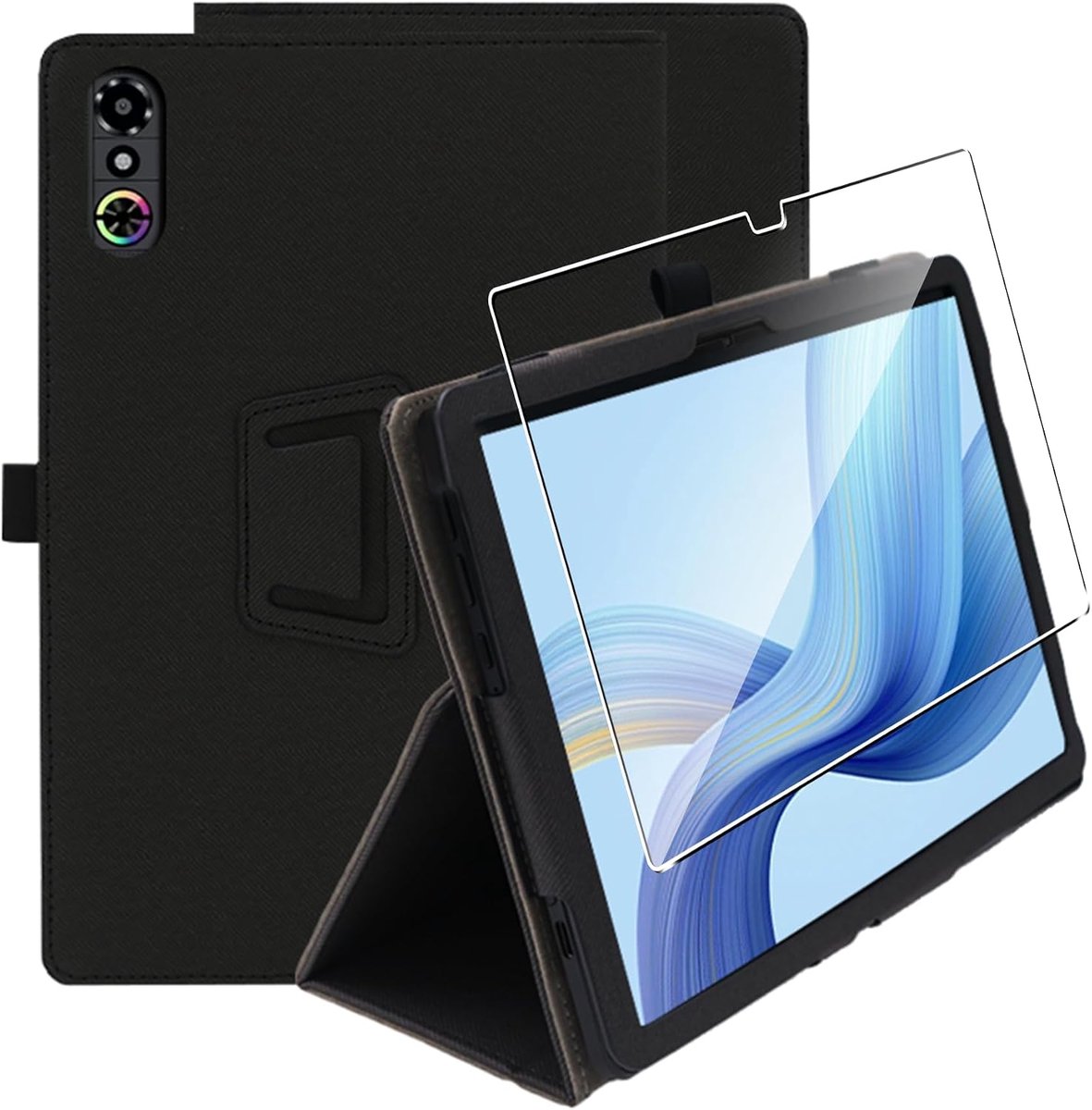 Hoesje voor ZTE RedMagic Tablet 3 Pro beschermhoes PU lederen flip case cover + [1 stuk] gehard glas displaybescherming [automatische slaap/wake] [standaardfunctie]