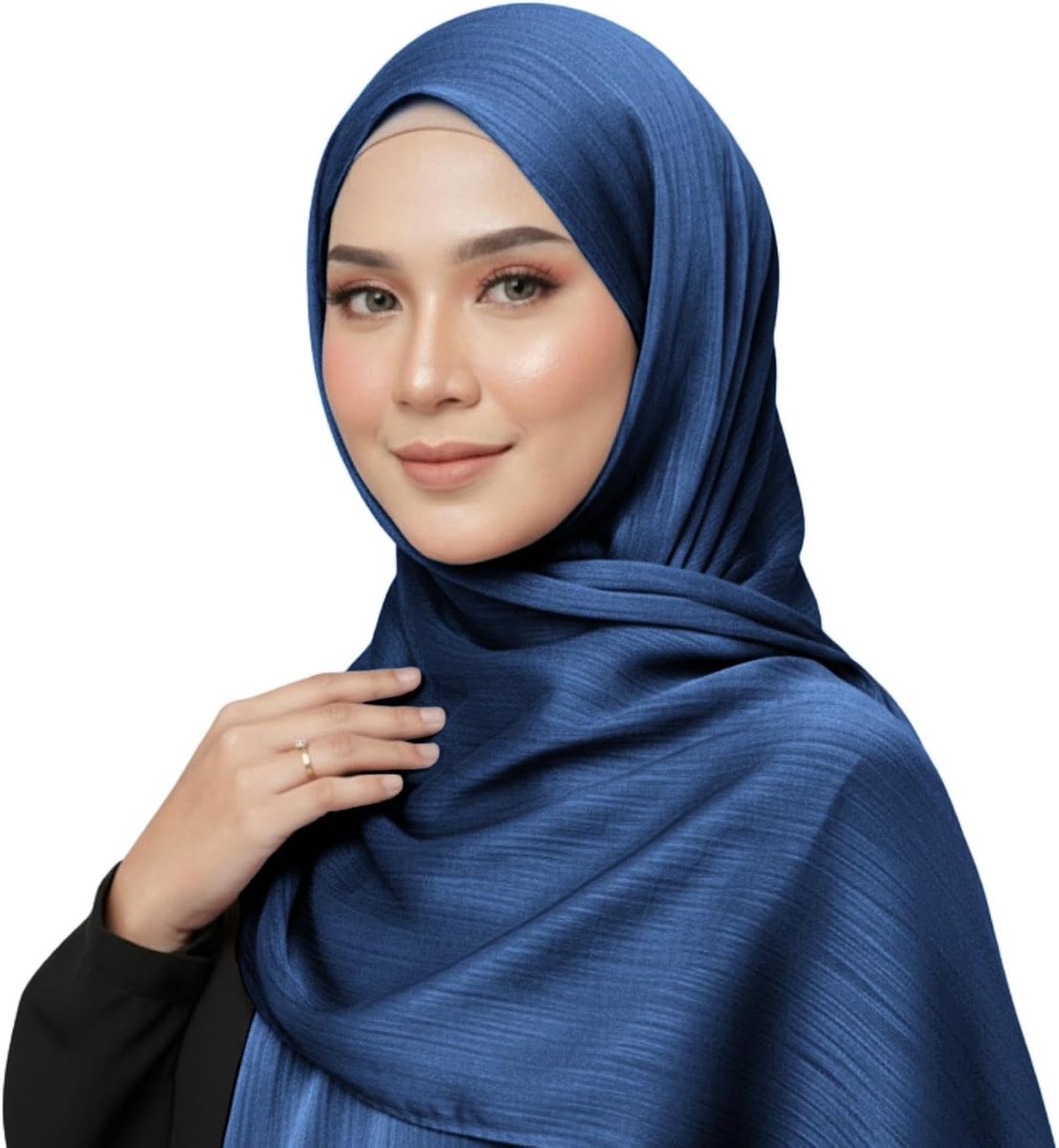 Zijden hijab voor dames, elegante gekreukte hijab wikkelsjaal, zachte ademende lange sjaal, lichtgewicht, glad, bescheiden hoofdbedekking