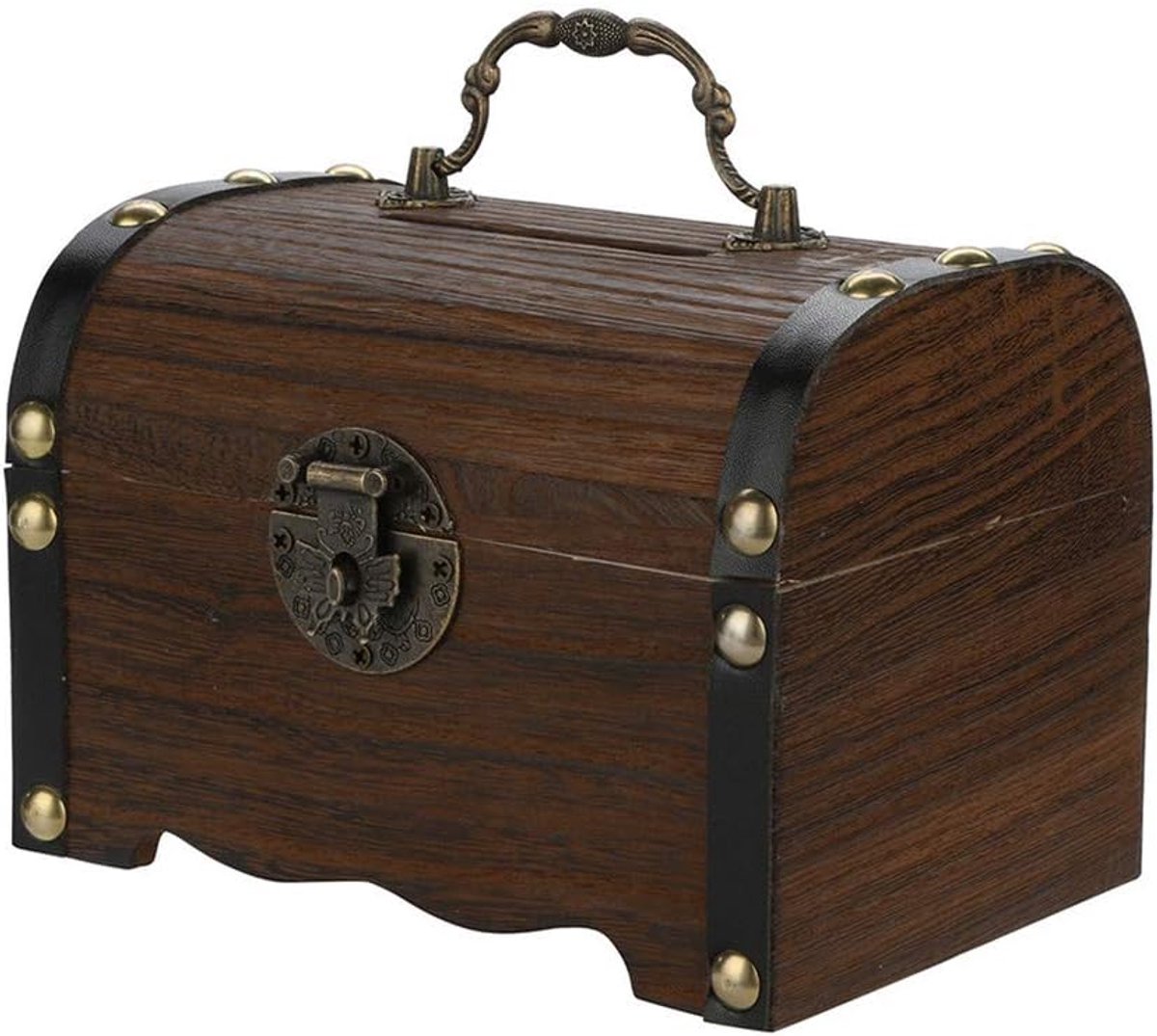 Houten kist piratenkist geschenkdoos spaarvarken spaarpot kinderen