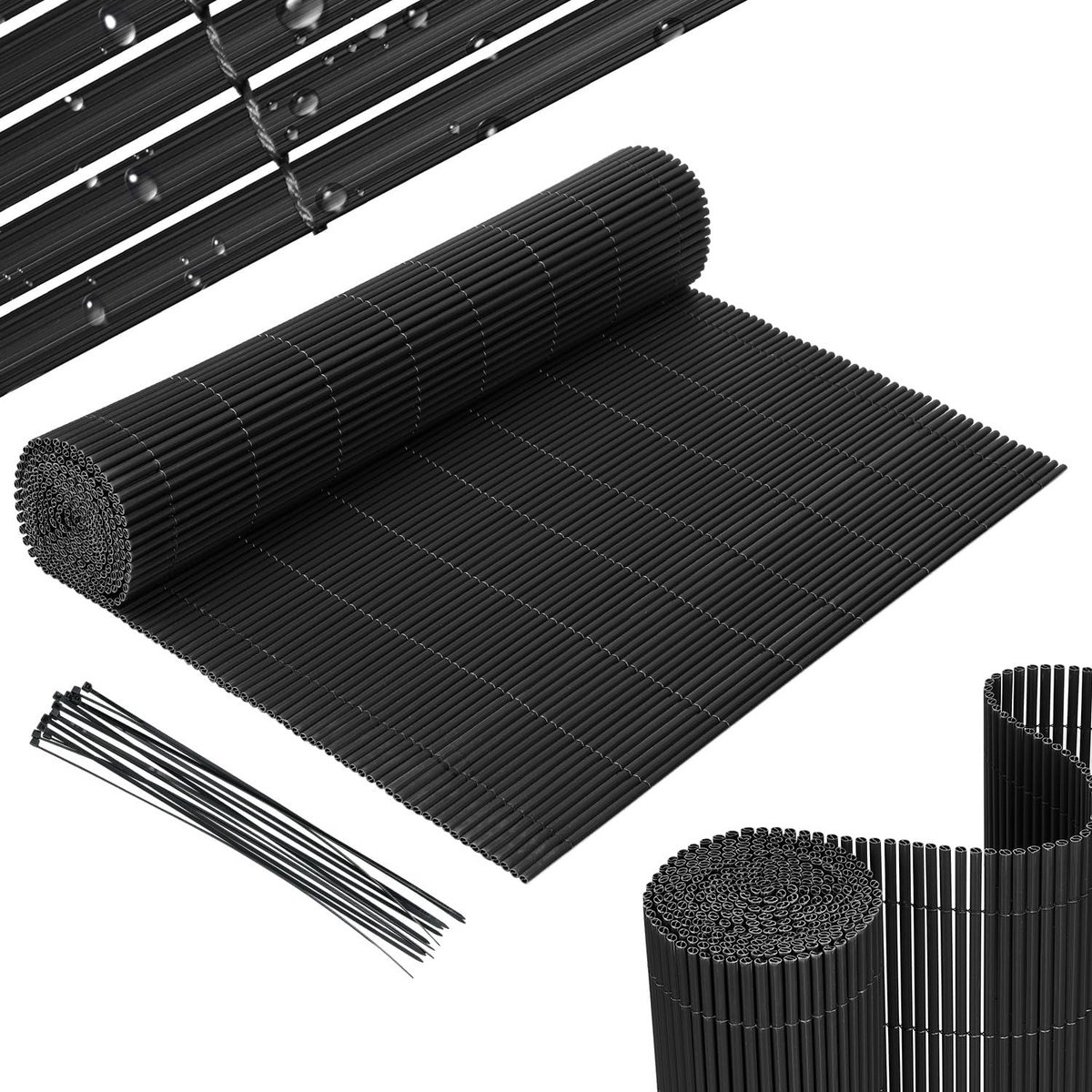 Inkijkbeschermingsmat, 80 x 500 cm, inkijkbescherming, privacymat, weerbestendig, voor tuin, terras, balkon, inkijkbescherming, met kabelbinders, balkoninkijkbescherming met