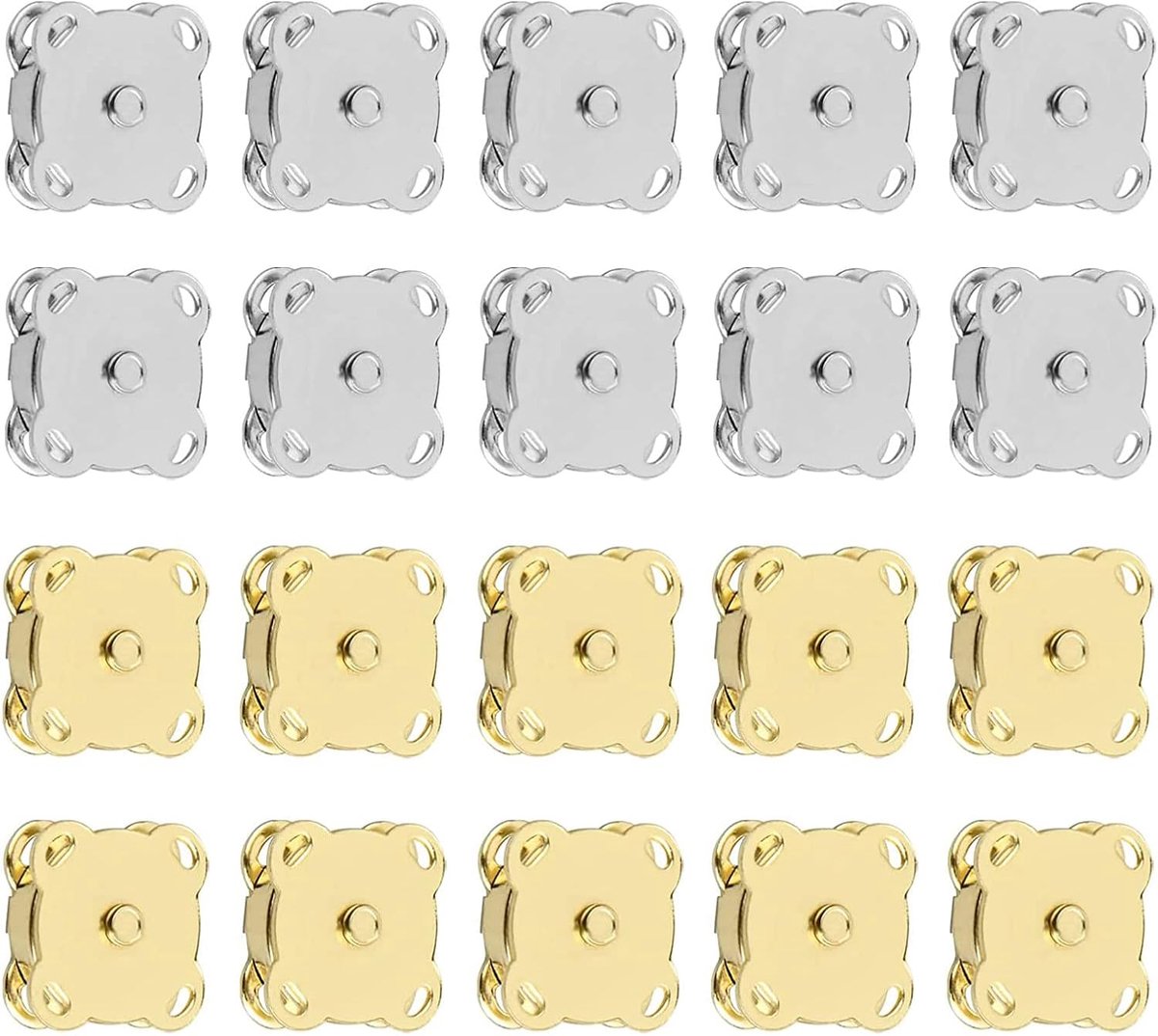 knoop, magneetknop, 20 stuks, magnetische knop, magneetsluiting, tas, magnetische knop, om te naaien, voor handtassen, kleding, jassen, 18 mm, 2 kleuren