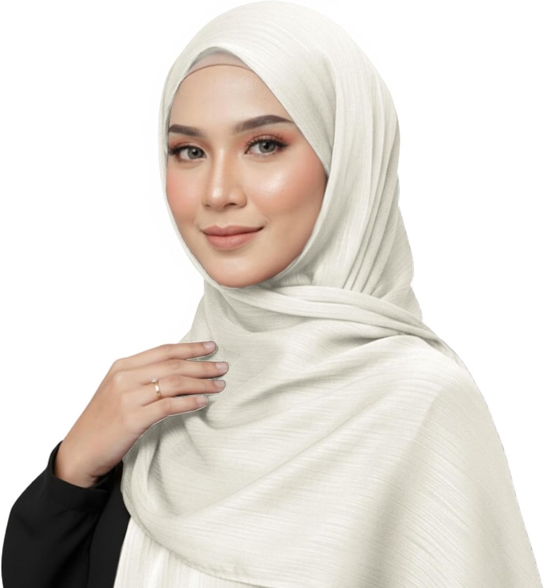 Zijden hijab voor dames, elegante gekreukte hijab wikkelsjaal, zachte ademende lange sjaal, lichtgewicht, glad, bescheiden hoofdbedekking