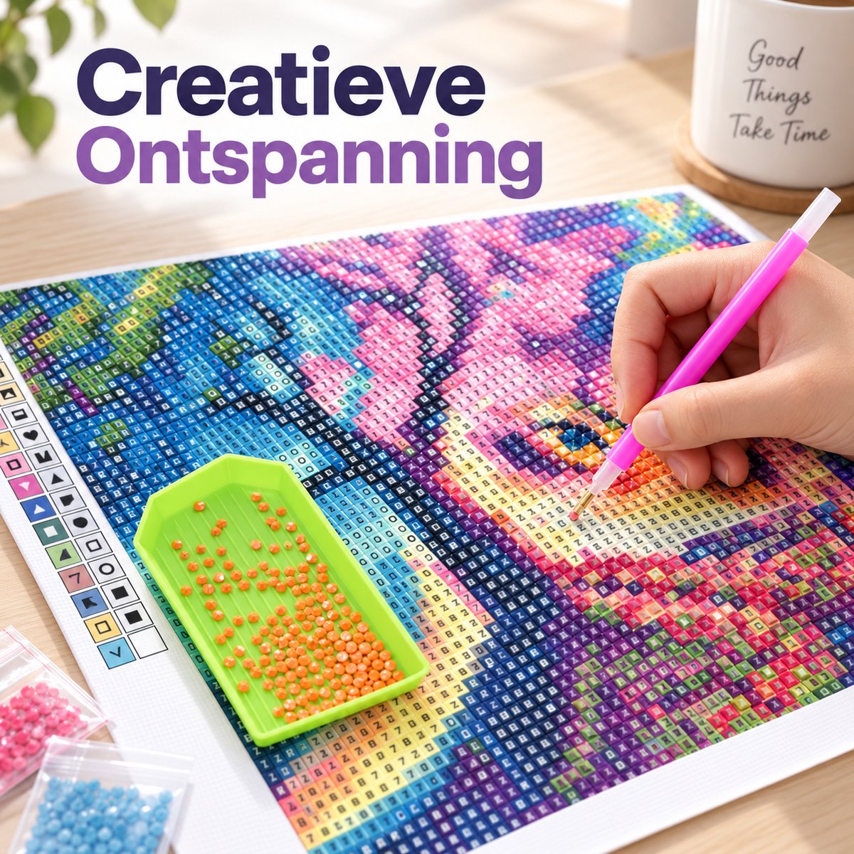 BOTC Diamond Painting Volwassenen - Diamond Painting Kinderen - Diamond Painting Pakket Volledig - Kat - 30x40CM — afbeelding 5