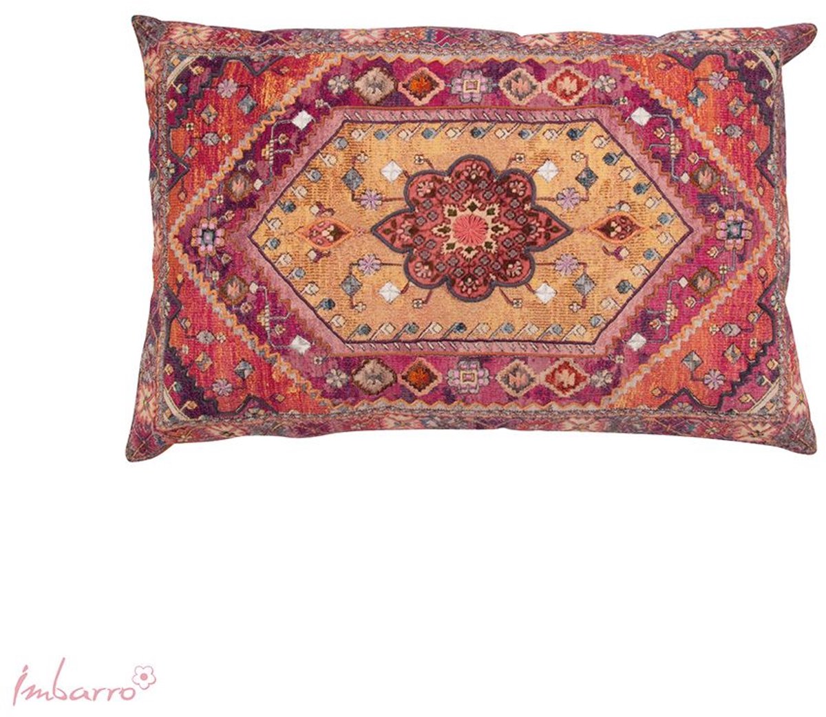 Imbarro Home & Fashion Imbarro - Sierkussen - Kussen - Fiori - Handgeborduurd - Katoen - 40x60 cm - Oranje/Roze