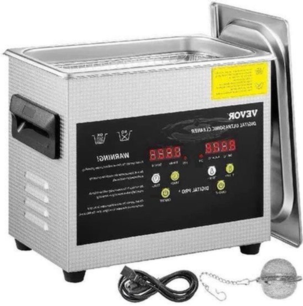 Ultrasoon reiniger - Draagbaar - Upgraded - Lave-Dishes - Reinigingsapparaat voor Sieraden en Brillen - RVS - Capaciteit 6L - Frequentie 40kHz - 220V - Zilver