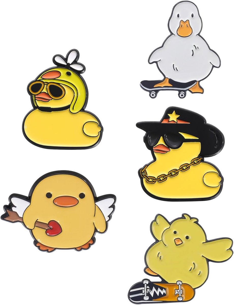 5 stuks cartoon-pinnen geëmailleerde metalen emaille, grappige broches, cartoonbroche voor eend, schattige emaille pinnen voor kunsthandwerk, doe-het-zelf kleding