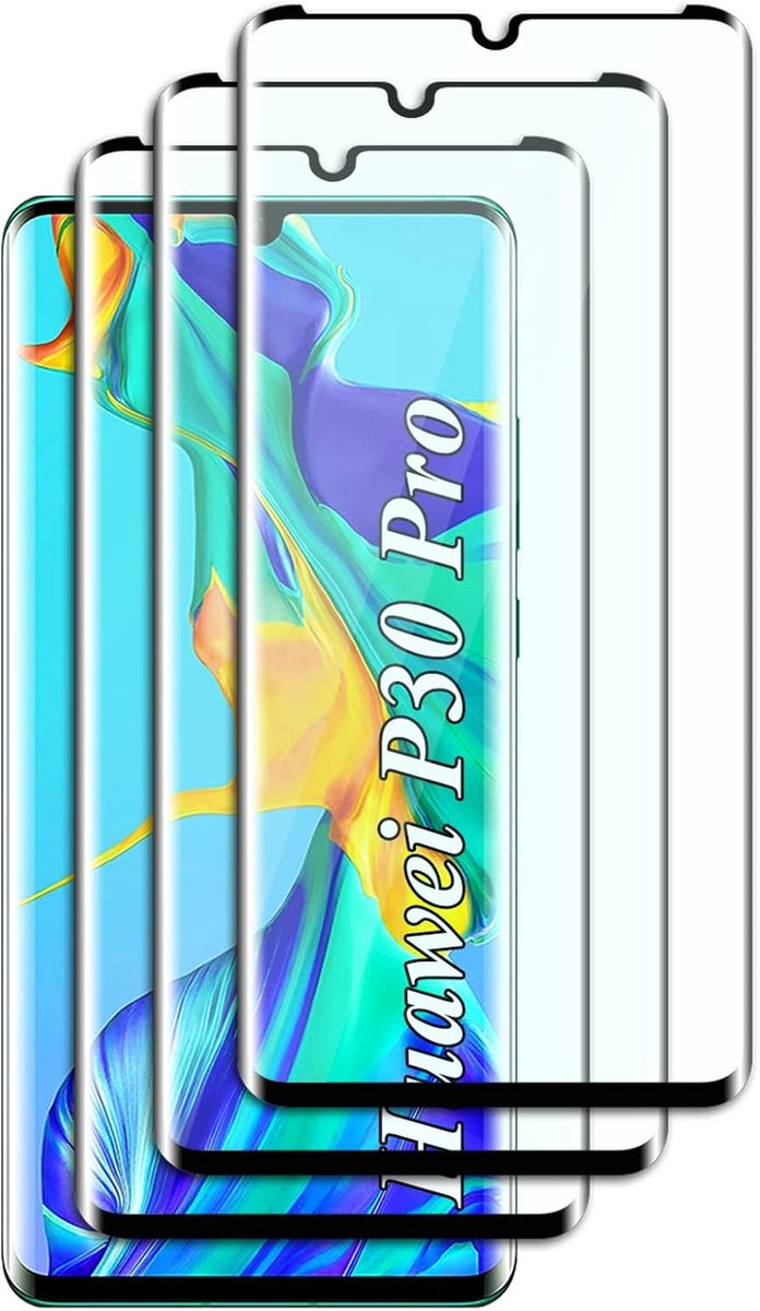[3 stuks]gehard glas beschermfolie voor Huawei P30 Pro, 3D-volle dekking,9H hardheid,krasbestendig,zonder luchtbellen,HD Display Protection