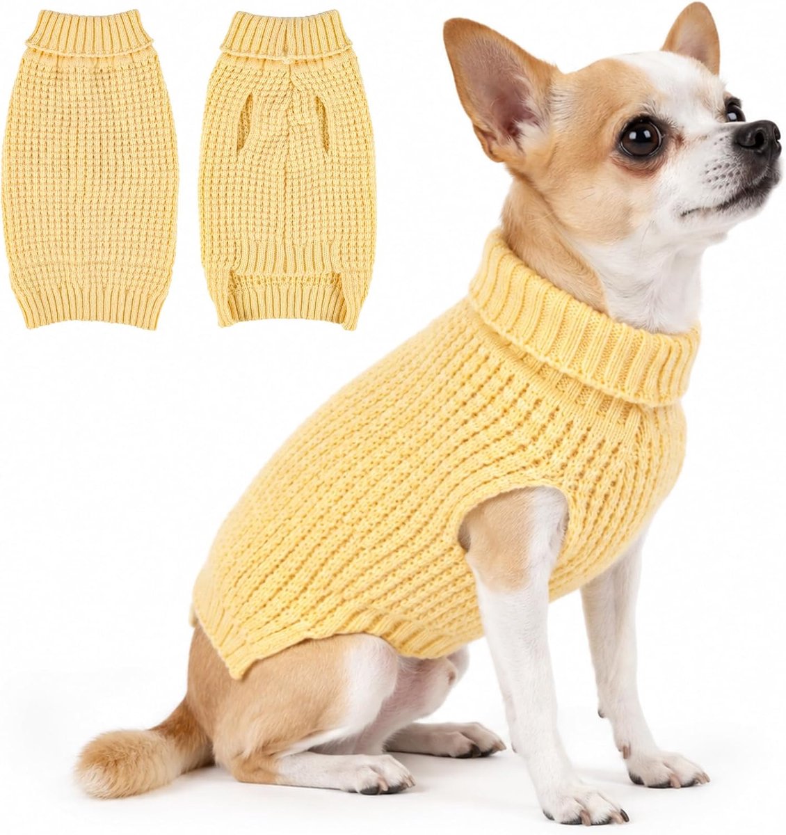 Gebreide Trui voor Kleine Hond of Kat, Warme Coltrui Huisdier Trui Zachte Rekbare Pullover Puppykleding Mouwloos Winter Kittens Vest