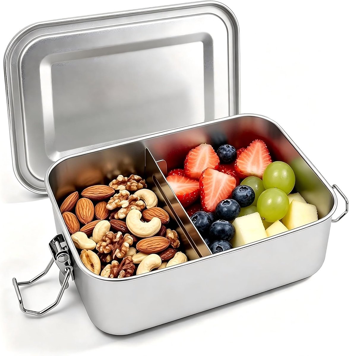 Lunchbox - 850 ml lekvrije snack- en salade-bento-containers, verdeeld ontwerp, vaatwasmachinebestendig, voor dagelijkse maaltijdbereiding