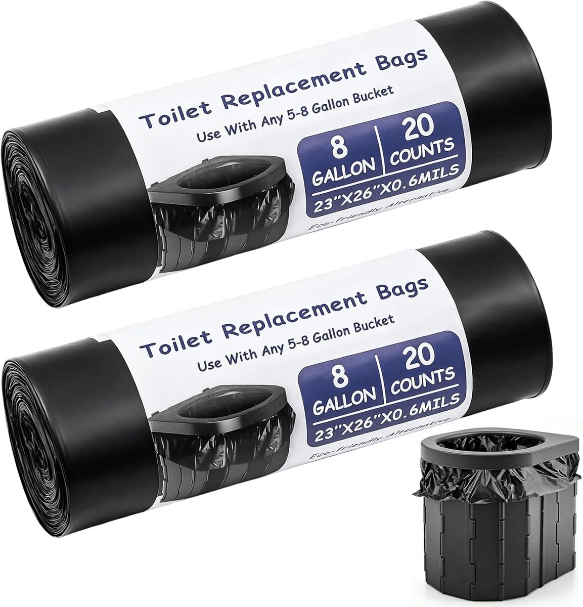 Biologisch afbreekbare hygiënische zakken voor scheidingstoilet en campingtoilet, waterdicht, voor mobiele toiletten en campinguitrusting, 40 stuks, zwart