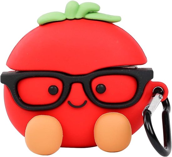 Hoesje voor AirPods 3e generatie oordopjes (2021), XMBYGY Siliconen Leuke Cartoon Case Beschermende Schokbestendige Covers met Sleutelhanger voor AirPods 3 (Tomaat) — afbeelding 3