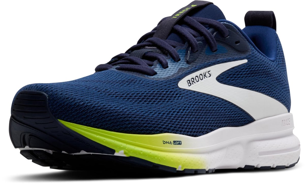 Brooks Trace 4 - Heren Hardloopschoen - Marine / Peacoat / Acid Lime - EUR 40 - US 7
